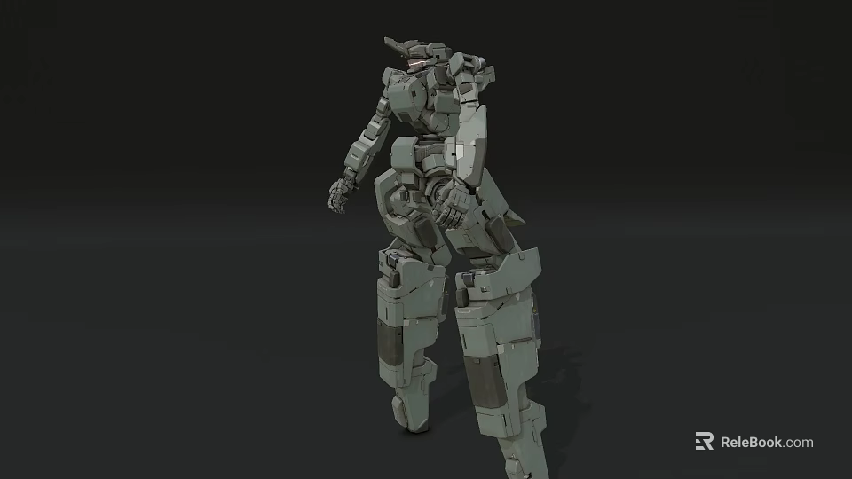 Detailed Gray Mechanical Mech Robot 3D Model With Armor Structure Design 3d model