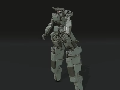 Detailed Gray Mechanical Mech Robot 3D Model With Armor Structure Design 3d model