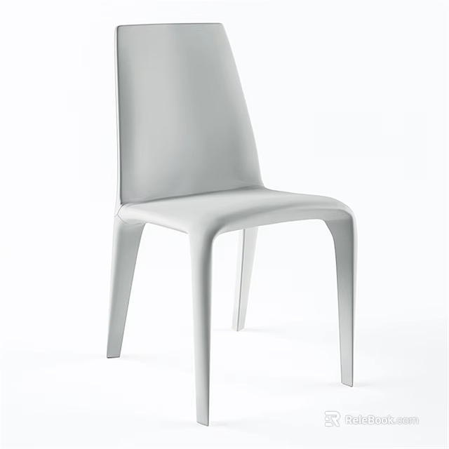 Modern White Single Chair With Sleek Design And Streamlined Ergonomic Structure 3d model 
