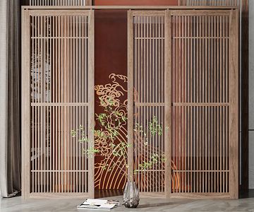 New Chinese style sliding door glass sliding door 3d model