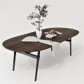 Modern Dining Table Office Desk for Six Dining Table Desk Tableware 3d model