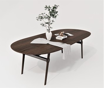 Modern Dining Table Office Desk for Six Dining Table Desk Tableware 3d model