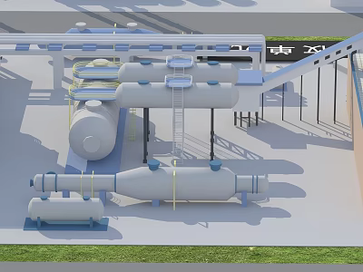 Industrial Equipment Facility Featuring Large Storage Tanks Piping Systems And Metal Platforms 3d model