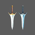 Two Elegant Decorative Swords With Intricate Hilts And Shiny Blades
