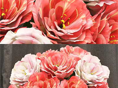Beautiful Pink Red White Peony Flowers In Vase For Home Decor Arrangement 3d model