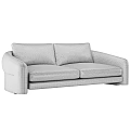 Modern Light Colored Fabric Double Sofa With Simple Design And Comfortable Seats 3d model