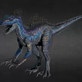 Fierce Dinosaur With Blue Purple Scaly Skin Spiked Back Open Mouth And Sharp Teeth