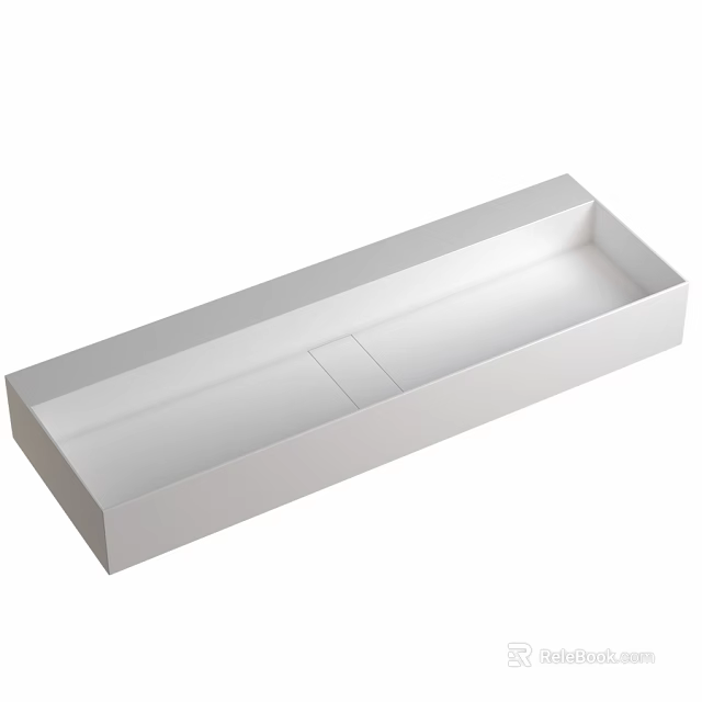 Modern White Rectangular Washbasin Design For Bathroom Interior With Clean Lines 3d model 