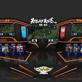 Game Show Game Stage Technology Booth Black Orange Booth Game Festival Red and Blue Battle Big Screen Technology Lines 3d model