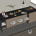 Bar Counter West Kitchen Bar Counter Nakajima Table 3d model