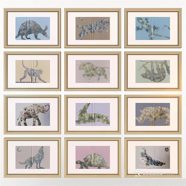Decorative Framed Animal Paintings With Diverse Wildlife Designs For Wall Decor 3d model 