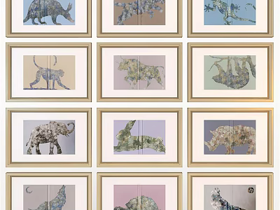 Decorative Framed Animal Paintings With Diverse Wildlife Designs For Wall Decor 3d model