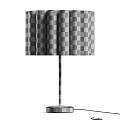 Modern Table Lamp Featuring Beige Pleated Fabric Shade And Slim Metal Base
