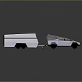 Sleek Concept Car Towing Trailer With Modern Geometric Design And Reflective Surface