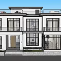 Modern Detached Villa Exterior Design Featuring Large Windows Balconies And Front Steps