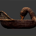 Handcrafted Swan Shaped Woven Basket With Intricate Texture And Brown Finish