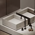 Modern Double Square Marble Washbasin With Black Faucet And Toiletries Soap