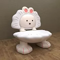 Cartoon Lion Shaped Children's Leisure Chair White With Pink Accents Cute Kids Room