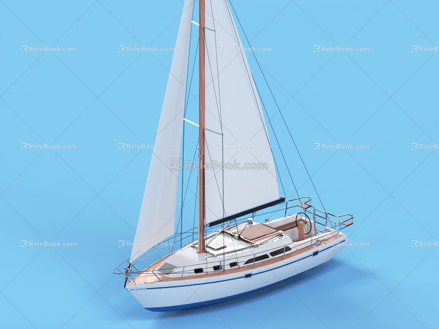 Fishing Boat Sailing Yacht 3d model