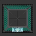 Classical Ornate Architectural Component With Arched Frame Urn Ornament And Diamond Pattern Background