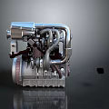 Detailed Industrial Mechanical Equipment Engine With Metal Pipes And Components