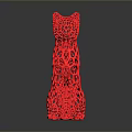 Modern Red Hollow Out Cat Shaped Decorative Figurine For Furniture Decoration