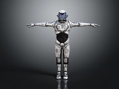 Futuristic Game Movie Character In Armored Suit With Helmet And Outstretched Arms Design 3d model
