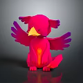 Pink Fantasy Creature With Purple Gradient Wings And Orange Glowing Belly Sitting On Dark Background