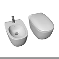 Keramag Design Modern White Wall Mounted Toilet With Gray Wall Background