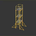 Yellow Scaffolding Equipment With Multi Level Platforms And Safety Rails For Construction Work 3d model