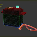 Black Servo Motor With Yellow Adjustment Knob And Colored Wires For Mechanical Use