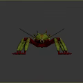 3D Rendered Fantasy Insect Creature With Green Red Exoskeleton And Spiked Legs