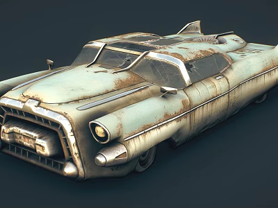 Rusty Vintage Car Featuring Classic Design Weathered Exterior And Old Headlights 3d model