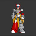3D Sci Fi Robot Character With Red Armor Silver Details And Yellow Cape Design 3d model