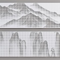 Modern Perforated Plate Landscape Painting Perforated Plate Punched Background Wall Gradient Perforated Plate Ink Painting Plate Landscape Perforated Background Wall 3d model