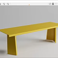 Yellow Modern Dining Table With Minimalist Design And Long Sleek Structure 3d model