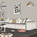 Modern Cream Style Home Living Room Cream Home Living Room 3d model