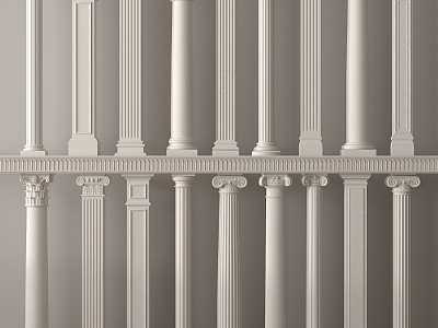 European Column Roman Column Gypsum Column Gypsum Line Cylindrical Square Column 3d model