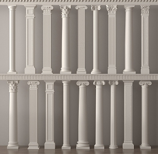 European Column Roman Column Gypsum Column Gypsum Line Cylindrical Square Column 3d model