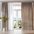 Modern Curtain Roman Rod Simple Curtain Gauze Curtain 3d model