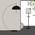 Modern Floor Lamps With Black Dome And White Shade Near White Wall And Green Plant