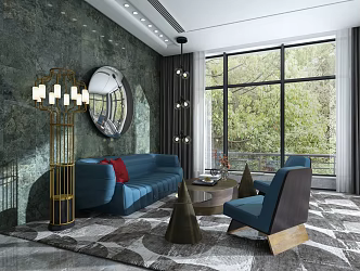 Modern Living Room Club Water Bar Area Sofa Combination Club Water Bar Area Mirror 3d model