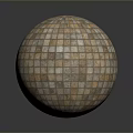Spherical and Square Mosaic Sculpture Panel with Brown Beige Tiles Design