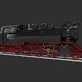 Vintage Black And Red Steam Train With Large Wheels On Tracks