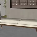 Minimalist Sofa Bench With Upholstered White Seat And Wooden Frame For Modern Living Room
