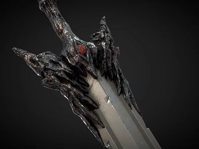 Dark Fantasy Sword Featuring Intricate Hilt Red Gemstone And Sharp Metallic Blade 3d model