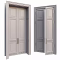 Light Colored Paneled Double Doors with Metal Handles for Interior Spaces 3d model