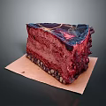 Decadent Red Cake Slice With Marble Swirl And Crunchy Nut Base