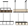 Modern Minimalist Pendant Lights With Wooden Frames And Rectangular Fabric Shades 3d model