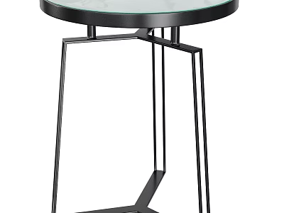 Modern Round Dining Table With Glass Top And Metal Frame Design 3d model